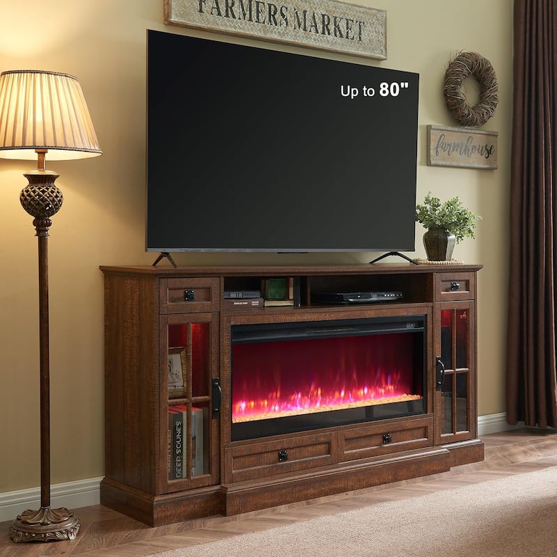 Fireplace TV Stand for 80 Inch TV, Entertainment Center,Media Console