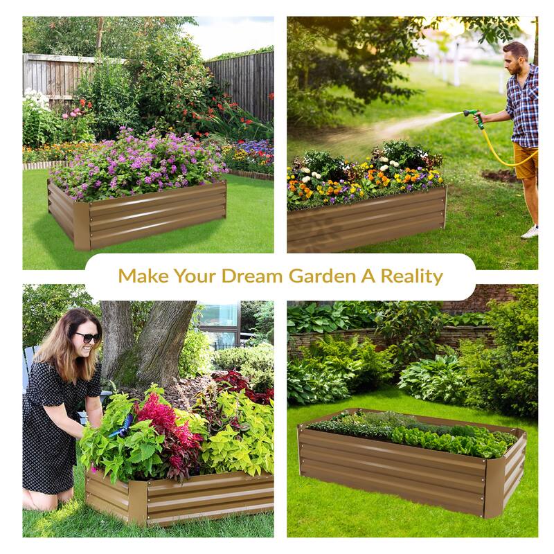 Sunnydaze Galvanized Steel Raised Garden Bed - 4' x 2' Rectangle