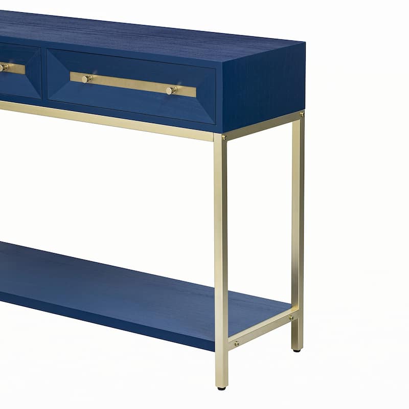 Entryway Console Table with Two Drawers,Navy