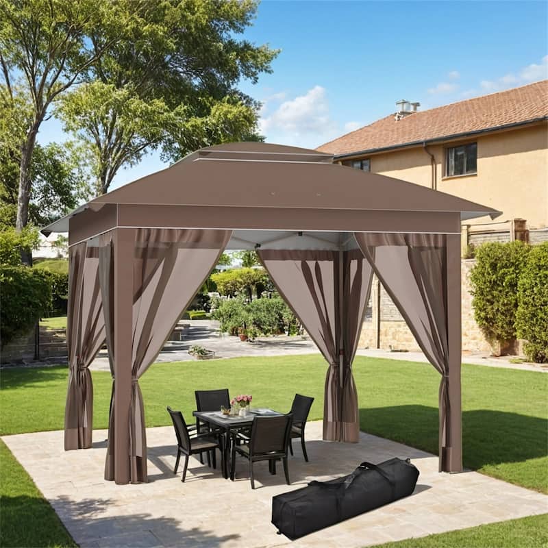Outsunny 12' x 12' Pop Up Canopy Tent with Netting,Instant Sun Shelter