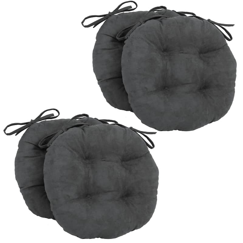 16-inch Round Indoor Microsuede Chair Cushions (Set of 2, 4, or 6) - Set of 4 - Steel Grey