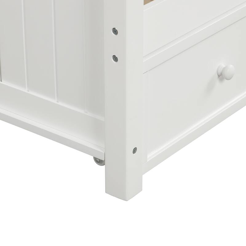 White Solid Wood Twin Daybed with Storage Drawers - No Box Spring Needed