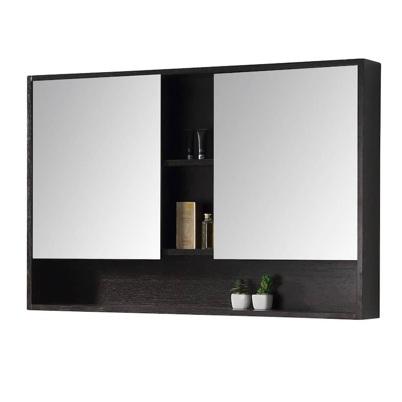 Fine Fixtures Surface Mount Bathroom Medicine Cabinet - 48" - Black Oak Straight Grain