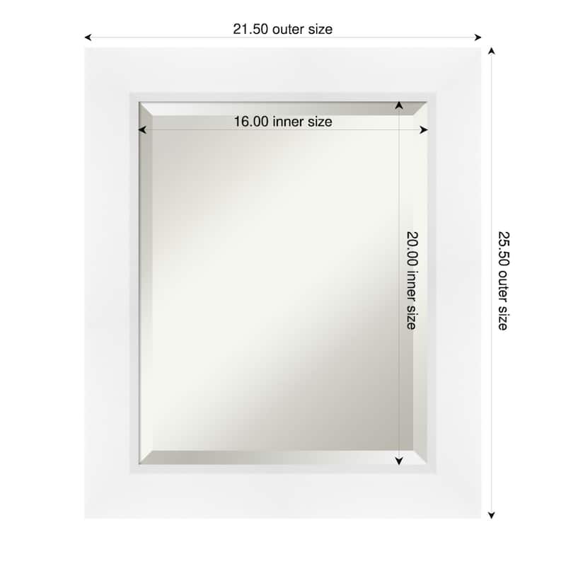 Sloped Beveled Framed Bathroom Vanity Wall Mirror - 22 x 26 in - Sloped White