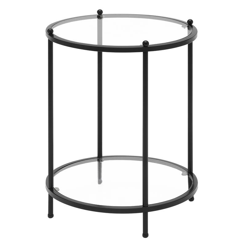 Convenience Concepts Royal Crest 2 Tier Round Glass End Table with Shelf