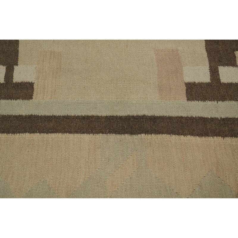 Hand Woven Oriental 100% Wool Carpet Southwestern Tribal Multi-Colored Kilim Area Rug - 9' 11'' X 6' 8''