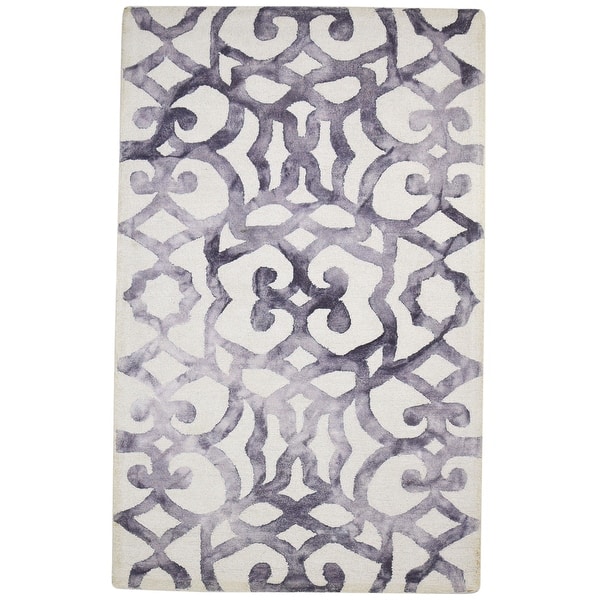 slide 1 of 9, One of a Kind Hand-Tufted Modern 5' x 8' Abstract Wool Purple Rug - 5' x 8'