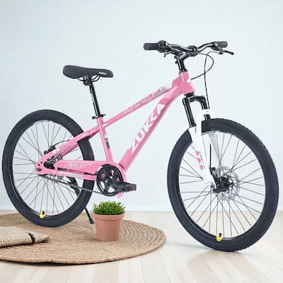 24 Inch Kids Mountain Bike for Boys & Girls Ages 9-12, Steel Frame with Suspension Fork & Dual Disc Brakes