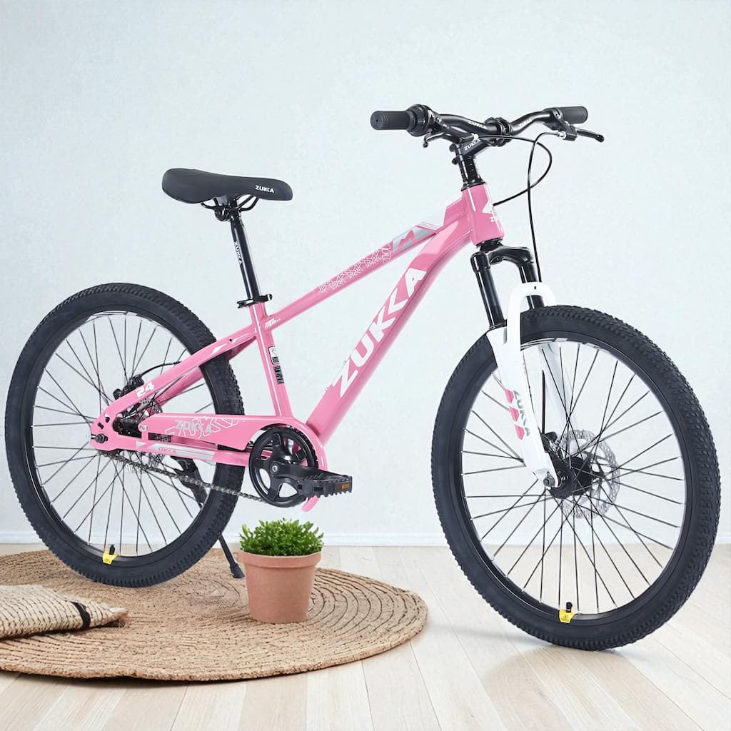 24 Inch Kids Mountain Bike for Boys & Girls Ages 9-12, Steel Frame with Suspension Fork & Dual Disc Brakes