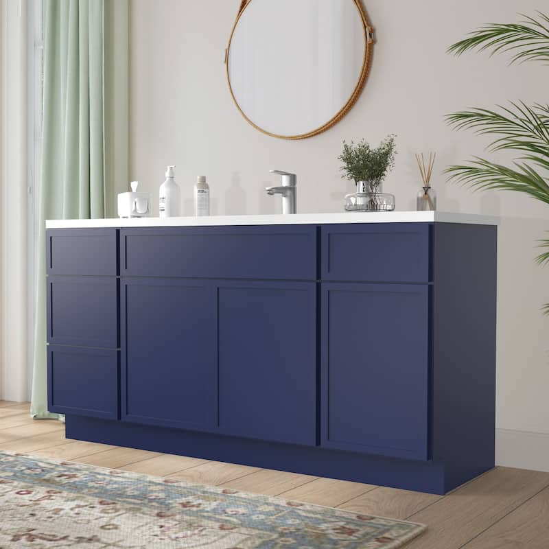 Vanity Art 63" Birch Freestanding Bathroom Vanity Cabinet without Top
