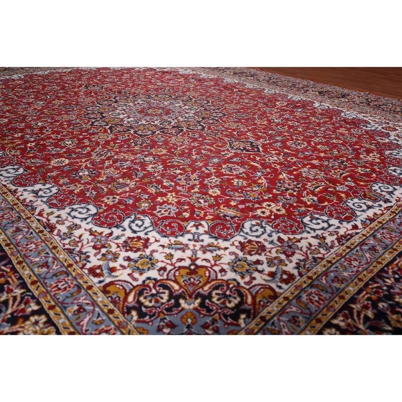 Traditional Red Kashan Turkish Area Rug Oriental Machine Made Carpet - 9'8" x 12'5"