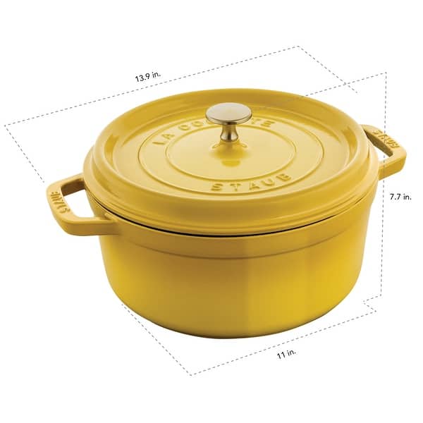 dimension image slide 4 of 8, Staub Cast Iron 7-qt Round Cocotte