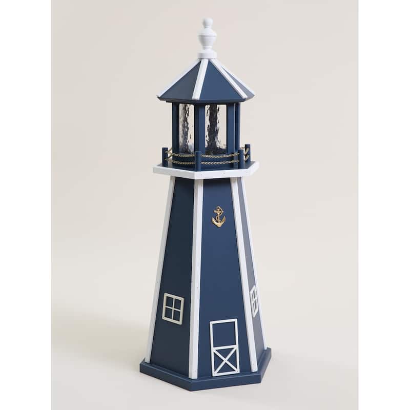 Wooden Lighthouse - 3 Foot - Navy/White