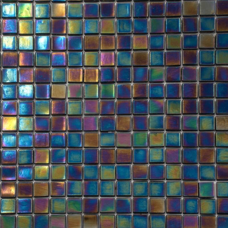 Apollo tile 12" x 12" Skosh Glossy Shimmer Multi Blue Glass Tile (18.69 sq ft/case) - 20 Pack