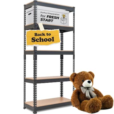 5 Tier Adjustable Garage Storage Utility Rack, Black - 28"W x 12.3"D x 59.5"H