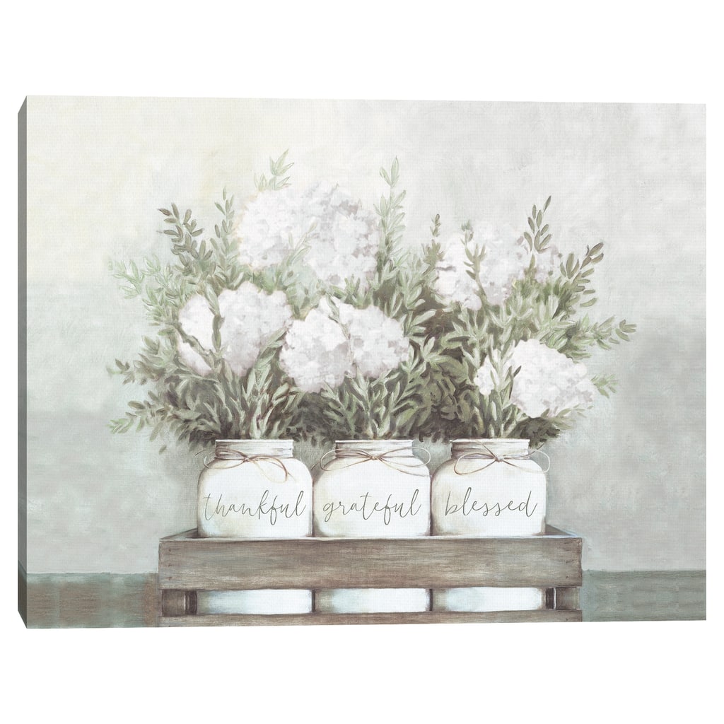 White Flower Jars by Dogwood Portfolio Canvas Art Print