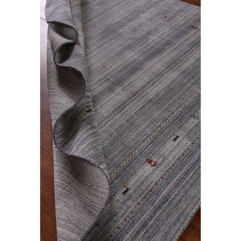 Hand Knotted Oriental 100% Wool Carpet Tribal Animal Pictorial Greys & Charcoal Gabbeh Area Rug - 9' 8'' X 7' 10''