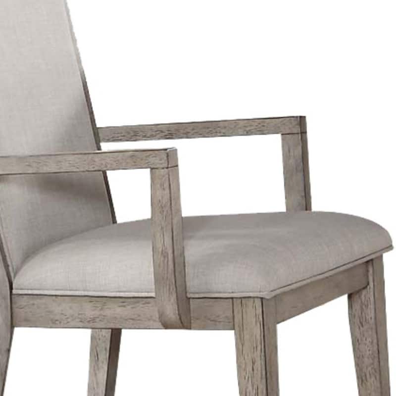 HomeRoots Set of Two Gray Fabric And Solid Wood Dining Arm Chairs - 19.88 in. x 41.00 in. x 27.17 in.