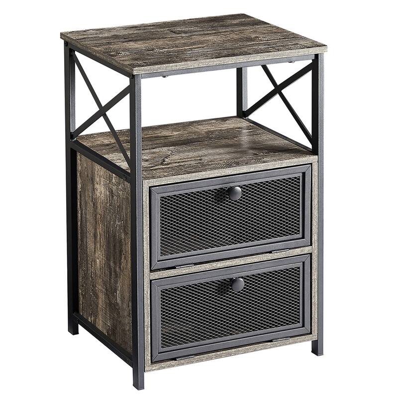 VECELO Night Stand, End Side Table with Storage Space and Door,Modern Nightstands for Living Room,Bedroom