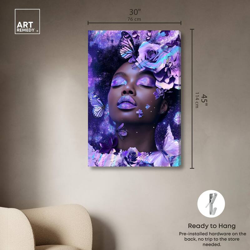 A Glistening Neon Woman Canvas by Art Remedy, Gallery Wrapped