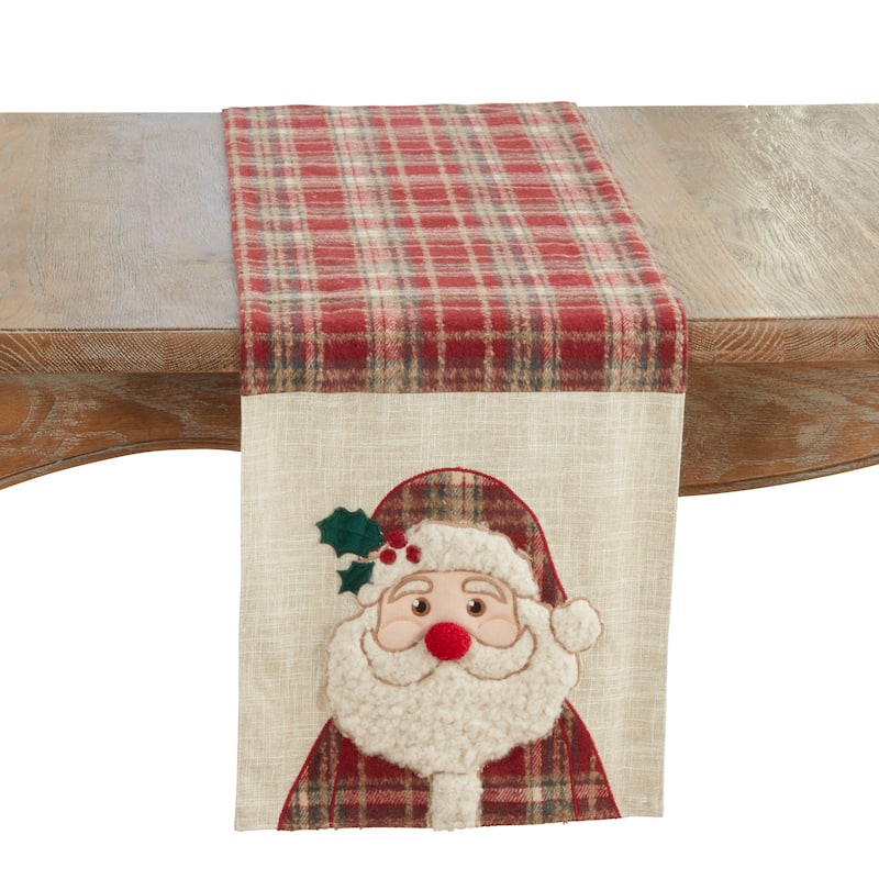 Plaid Santa Table Runner - 13"x72"