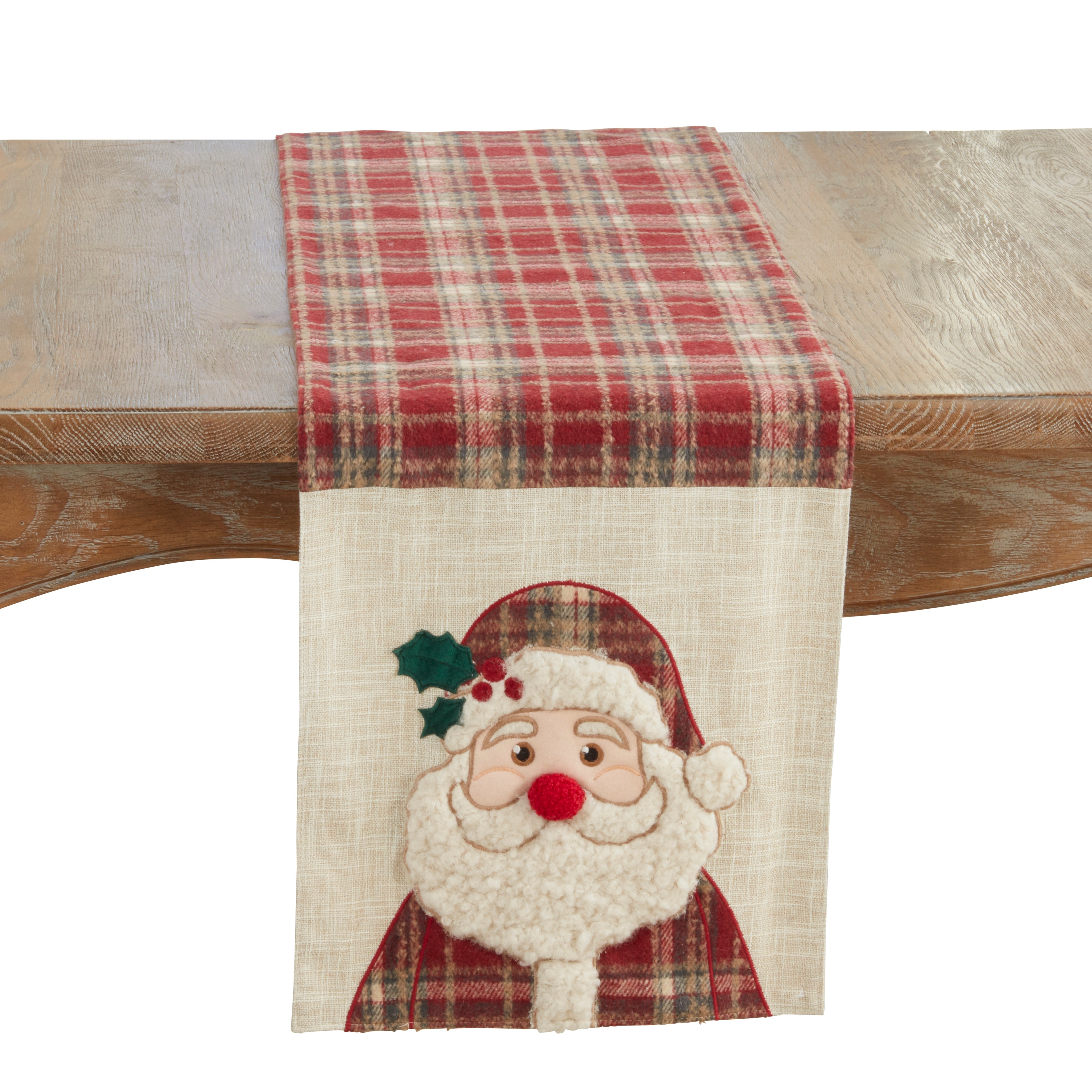 Plaid Santa Table Runner - 13"x72"