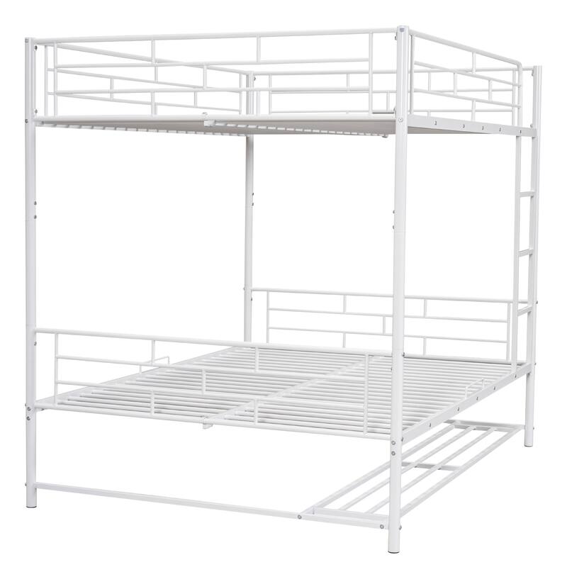 Metal Bunk Bed with Shelf and Guardrails