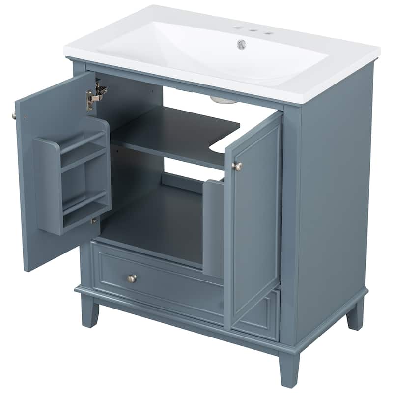 Roomfitters 30" Bathroom Vanity with Sink Combo, Multi-Functional Cabinet with Doors and Drawer, Solid Frame, MDF