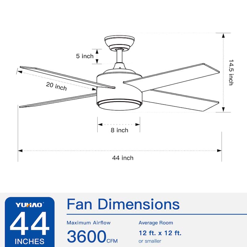 44 in. Integrated LED Indoor White Plywood Modern Ceiling Fan with Reversible Blades and Remote Control - 44 INCHES