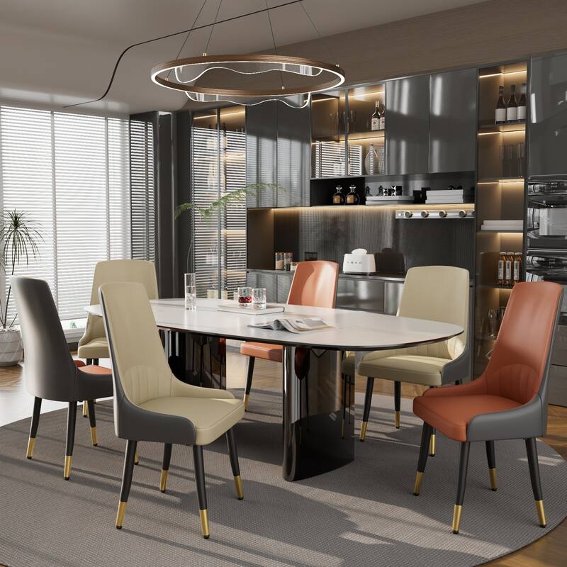Modern Microfiber Leather Dining Chairs (Set of 2)