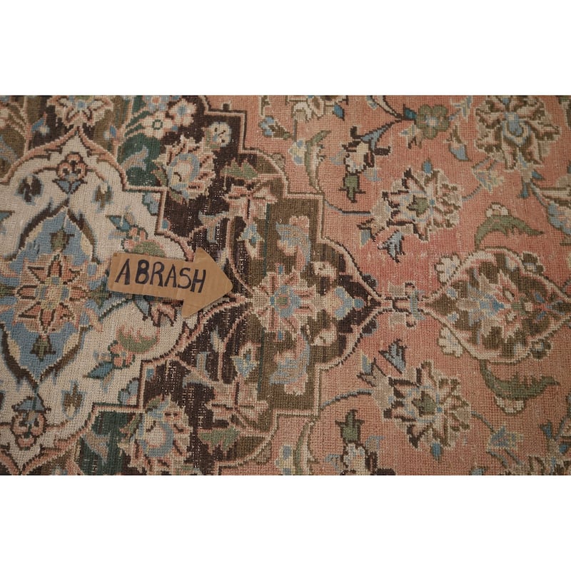 Traditional Mashad Persian Vintage Area Rug Handmade Wool Carpet - 6'5" x 10'1"