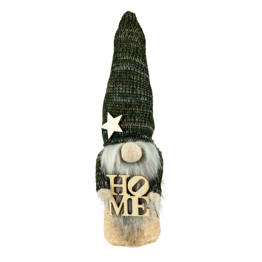 Standing "Home" Gnome Christmas Figure - 14" - Green