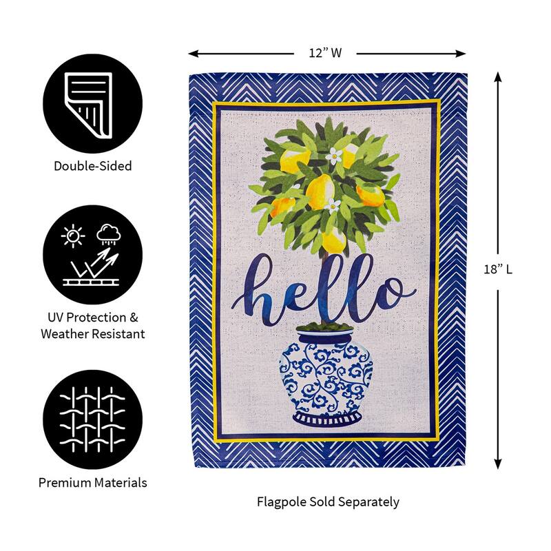 Hello Lemon Tree Burlap Garden Flag
