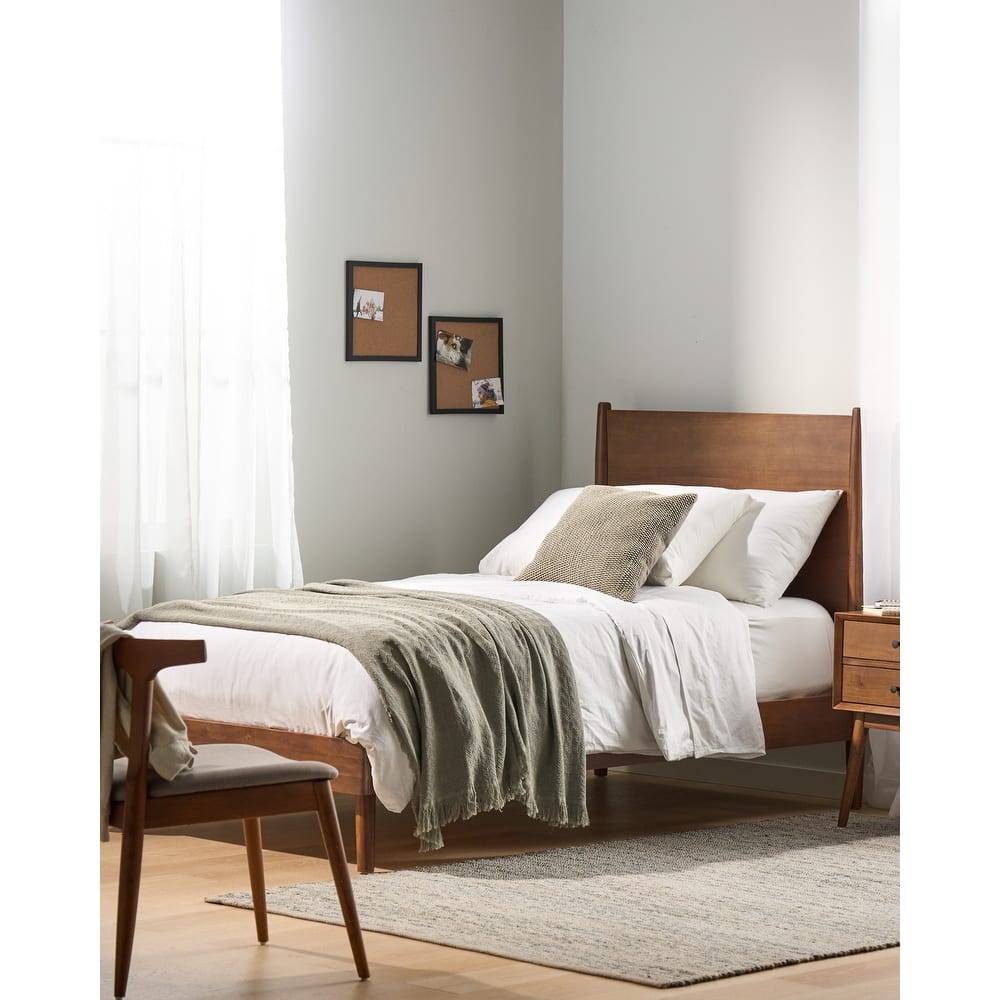Christopher Knight Home - Cohron Mid-Century Wooden Platform Bed with Sleek Splayed Legs