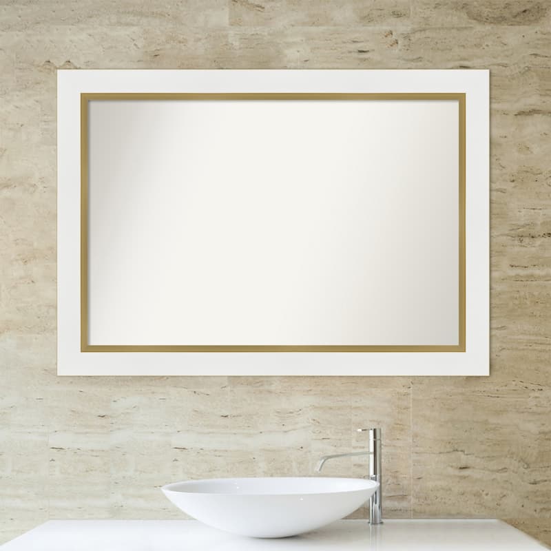 Non-Beveled Bathroom Wall Mirror - Eva White Gold Frame