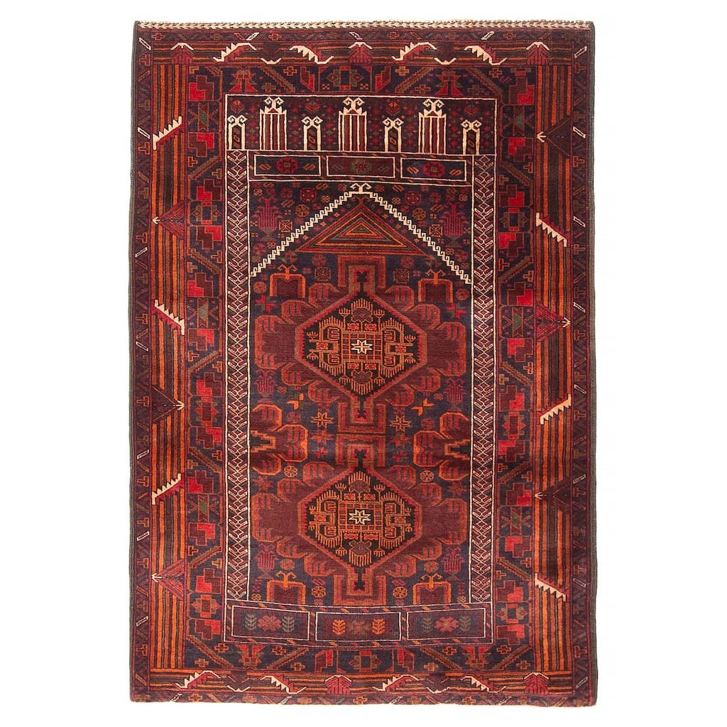 Teimani Burgundy Rug 3'1" x 4'7" - 3'1 x 4'7
