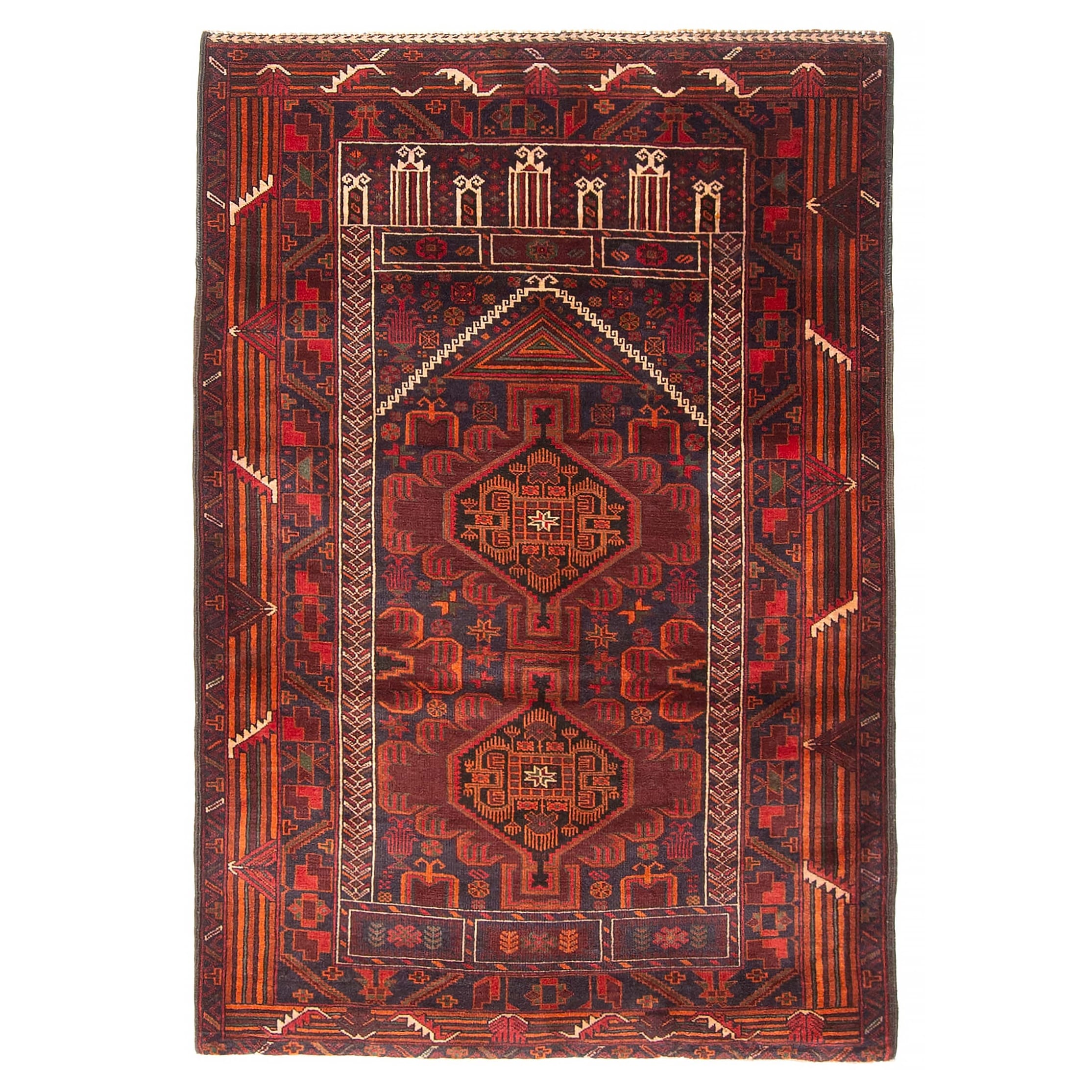 Teimani Burgundy Rug 3'1" x 4'7" - 3'1 x 4'7