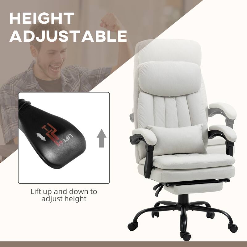 Microfibre Executive Massage Office Chair, Swivel Computer Desk Chair,Heated Reclining Computer Chair with Lumbar Support Pillow