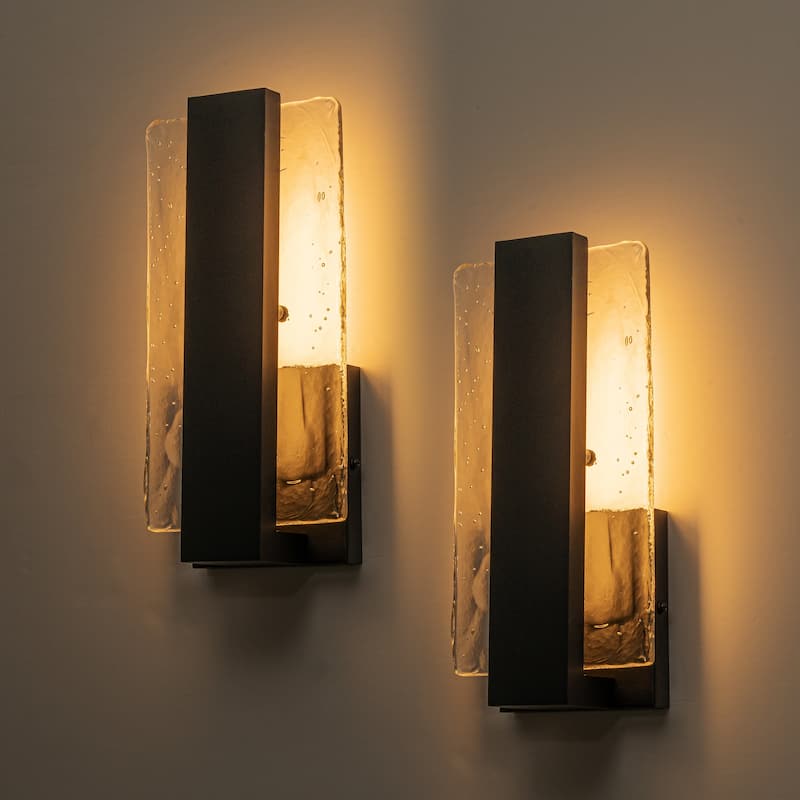 C Cattleya Matte Black LED Indoor Wall Sconce Vanity Light with Water Glass