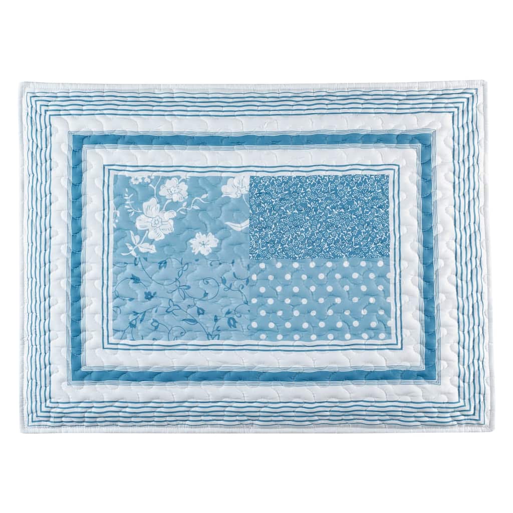 Payton Floral Stripe Patchwork Scalloped Edge Pillow Sham