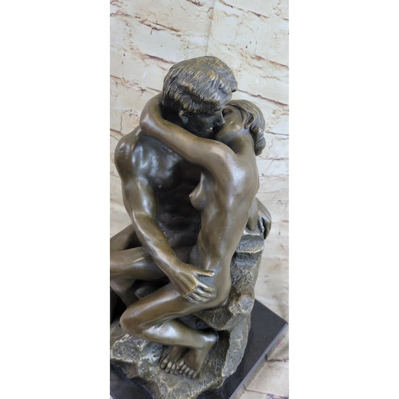The Kiss By Auguste Rodin Bronze Statue Sculpture Romantic Figure Marble Base 15 Inches X 9 Inches