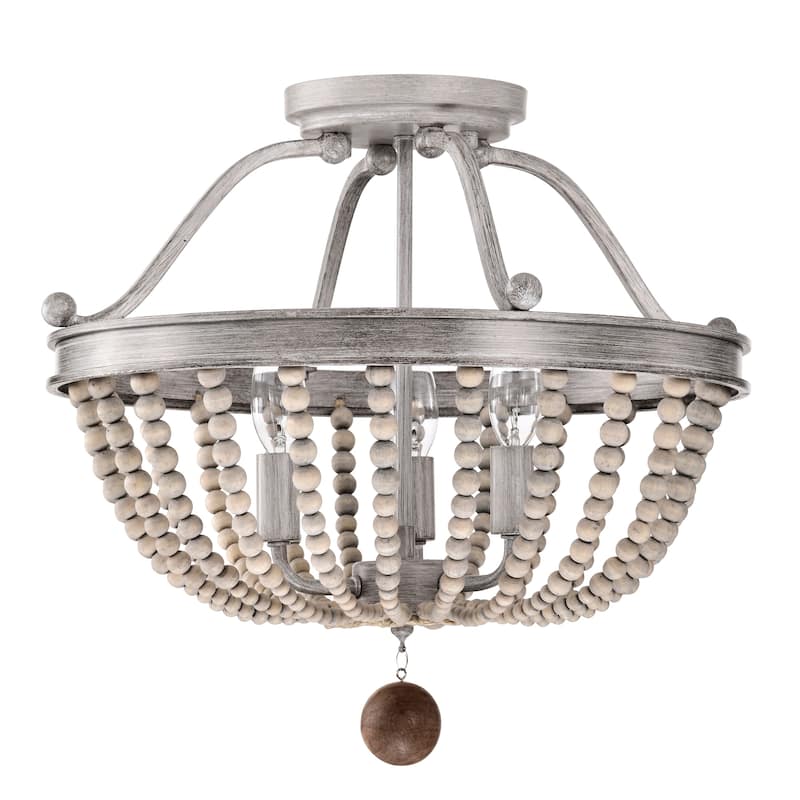 Onos 17 Inch Natural Vintage Bead Semi Flush Mount 3-Light