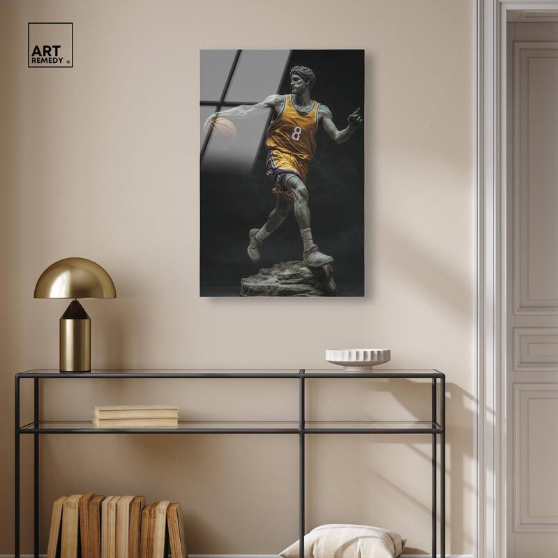 Basketball Yellow Uniform Acrylic by Art Remedy, Ready to Hang