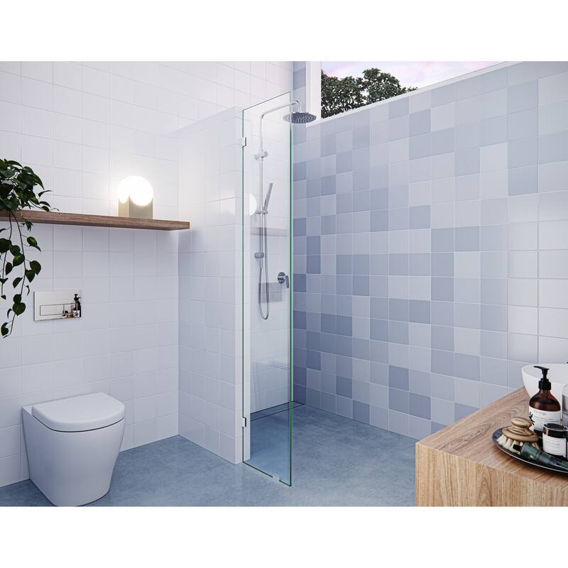 Glass Warehouse 78" x 13" Frameless Shower Door - Single Fixed Panel - Polished Nickel