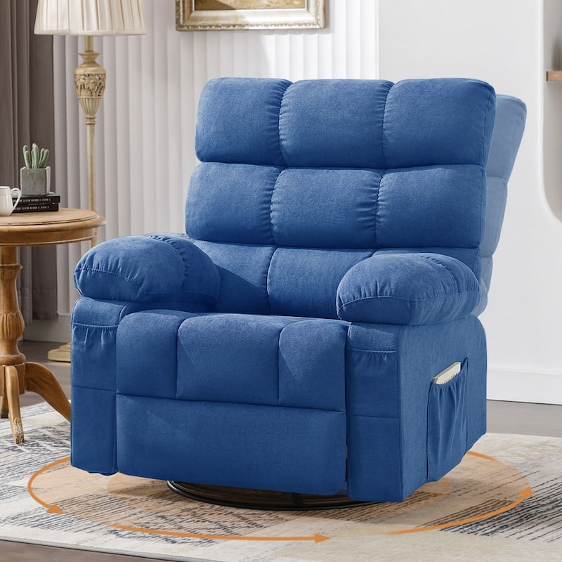 Swivel Rocker Recliner Chair 360° Manual with Side Pockets for Adults