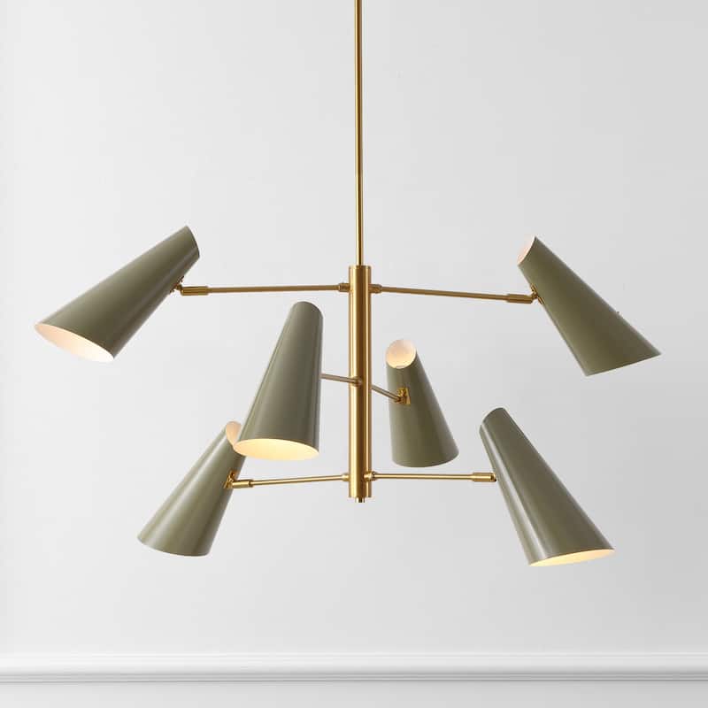 SAFAVIEH Lighting Atena 6-Light Chandelier, Modern Iron Ceiling Light Fixture for Dining Room and Living Room