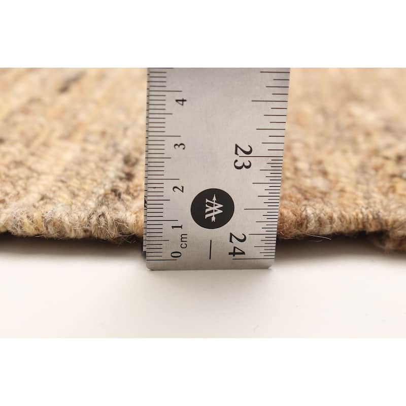 ECARPETGALLERY Flat-Weave Natural Tan Wool Tapestry Kilim - 5'1 x 6'7