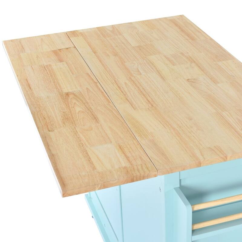 Kitchen Island Cart with Wheels Drop-Leaf Countertop
