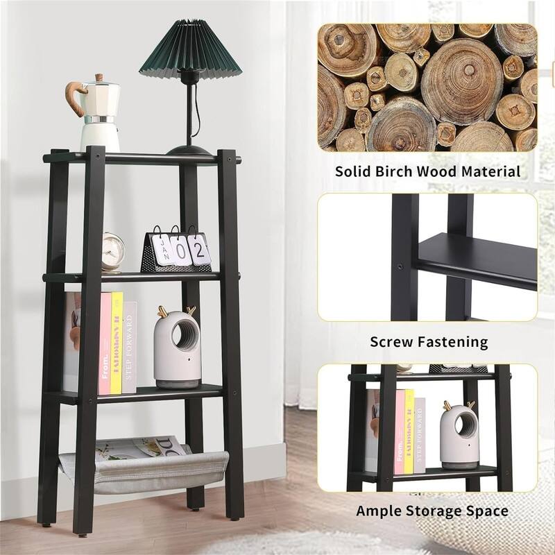 Ladder Shelf 4 Tier Bookshelf - 18.5"D x 7.87"W x 35.43"H