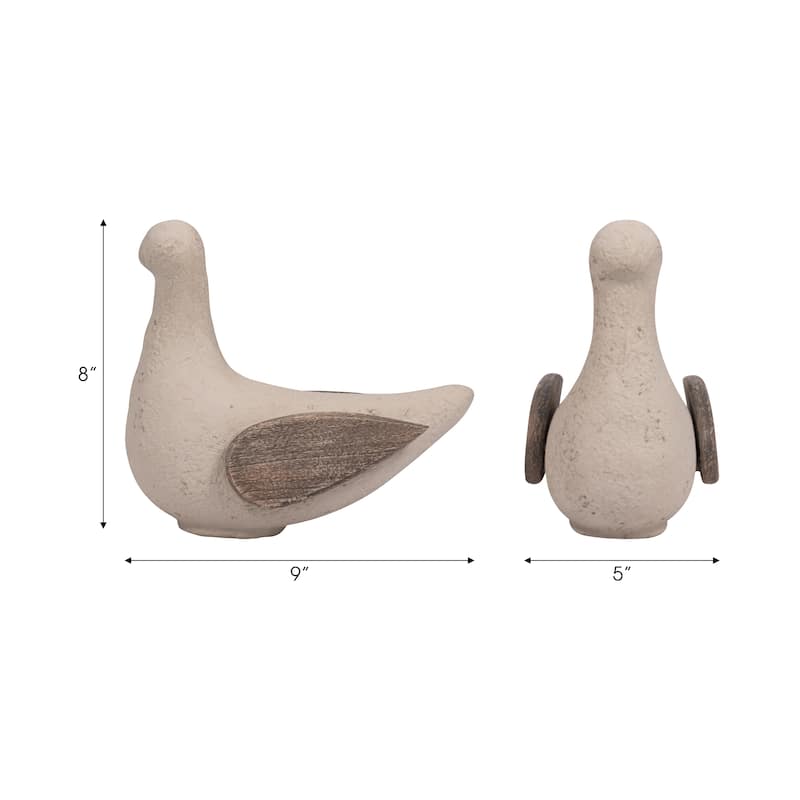 Ceramic Hand-Carved Bird Decorative Figurine - Ivory